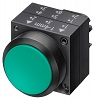 3SB3, 22 MM, Flat Button-switch, plastic, w/o joins, with a grip, green, round, OPIS: I - 3SB3000-0AA81