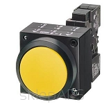 3SB3, 22 MM, Flat Button-switch, complete, plastic, with contacts, screw clamp, 1NO+1NC, with a grip, yellow, round - 3SB3201-0AA31