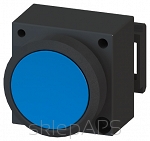 3SB3, 22 MM, flat lighten button, w/o autoreversion, plastic, w/o socket, w/o lightbulb, lockout release by re-push, with bracket for 3 elements with a grip, blue, round - 3SB3001-0DA51