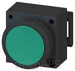 3SB3, 22 MM, flat lighten button, with autoreversion, plastic, w/o socket, w/o lightbulb, with bracket for 3 elements with a grip, green, round - 3SB3001-0AA41
