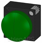 3SB3, 22 MM, signal lamp with smooth lens, plastic, w/o socket, w/o lightbulb, with a grip, green, round - 3SB3001-6AA40